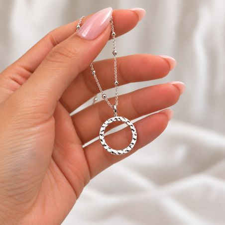 Collier Anneau Martelé Femme en Acier Inoxydable – Doré ou Argenté