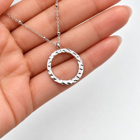 Collier Anneau Martelé Femme en Acier Inoxydable – Doré ou Argenté