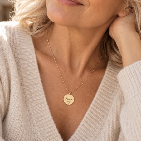 MAMIE, Collier chaîne médaille en acier inoxydable