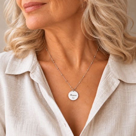 MAMIE, Collier chaîne médaille en acier inoxydable