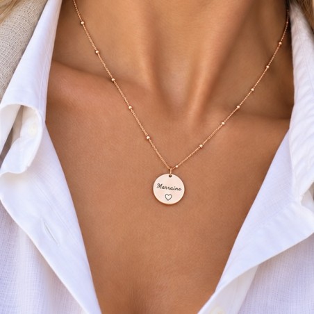 Collier médaille gravée, en acier inoxydable