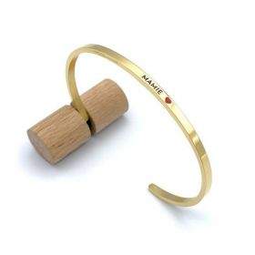 Mamie ❤️, Bracelet jonc ajustable à message en acier inoxydable gravure