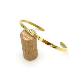 Ma nièce adorée, Bracelet jonc ajustable à message en acier inoxydable gravure noire