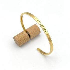 Ma nièce adorée, Bracelet jonc ajustable à message en acier inoxydable gravure noire