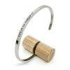 Bracelet jonc ajustable à message "Soeur de coeur" en acier inoxydable gravure noire