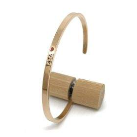 Tata, Bracelet jonc ajustable en acier inoxydable gravure noire