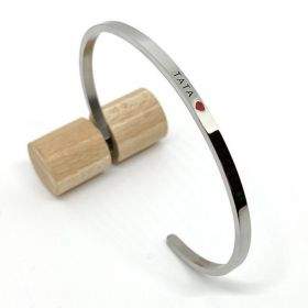 Tata • Bracelet jonc ajustable en acier inoxydable gravure noire