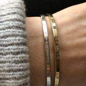 Mamie d'amour, Bracelet jonc à message en acier inoxydable