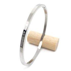 Mamie en or, Bracelet jonc à message en acier inoxydable