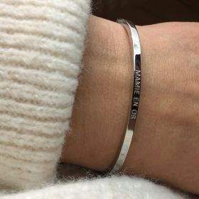 Mamie en or, Bracelet jonc à message en acier inoxydable