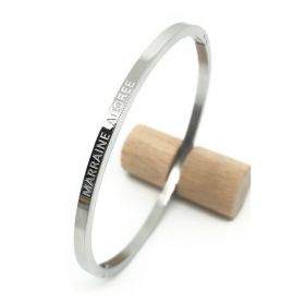 Marraine adorée, Bracelet jonc à message en acier inoxydable