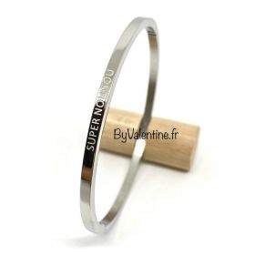 SUPER NOUNOU, Bracelet jonc à message en acier inoxydable