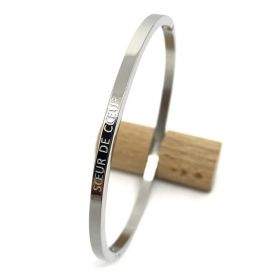 SOEUR DE COEUR Bracelet jonc à message en acier inoxydable