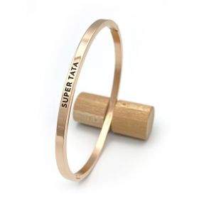 Bracelet jonc à message "Super tata" en acier inoxydable gravure noire